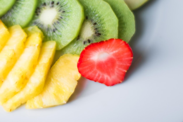 Fruit plate served fresh fruits and healthy eating styled concept