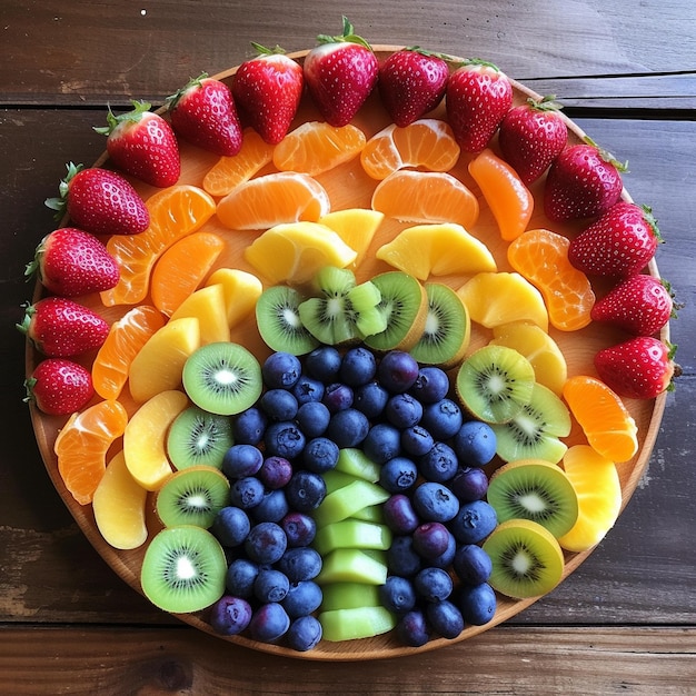 Photo a fruit platter with a fruit platter of strawberries and blueberries