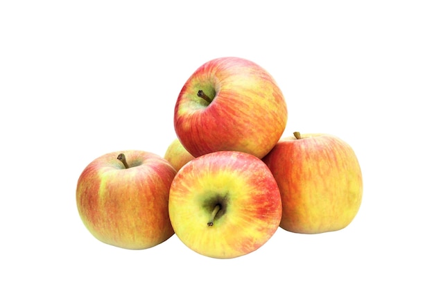 Fruit redyellow apples on a white background