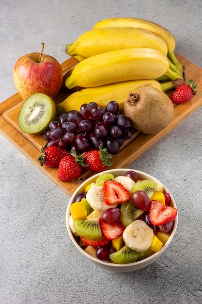 Fruit salad in bowl on the table