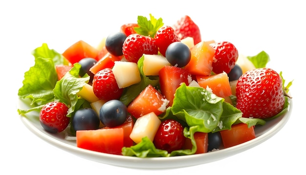 Photo fruit salad diet healthy breakfast isolated with white highlights