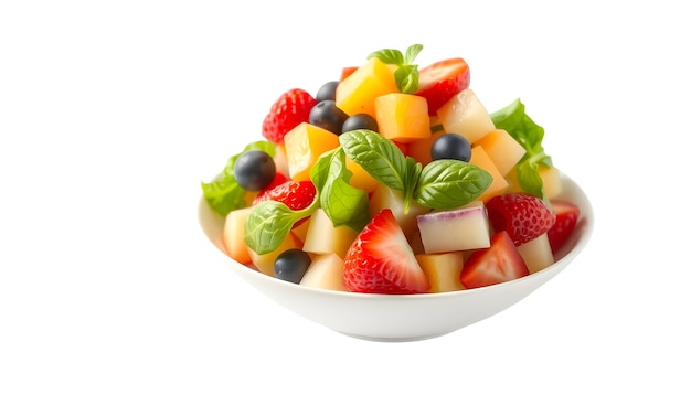 Photo fruit salad diet healthy breakfast isolated with white highlights