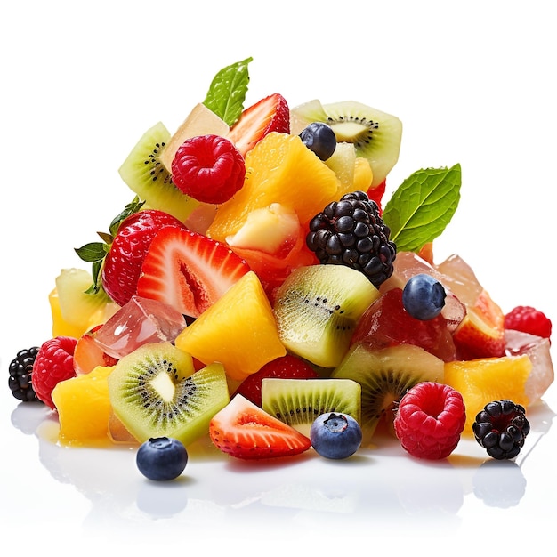 fruit salad white background