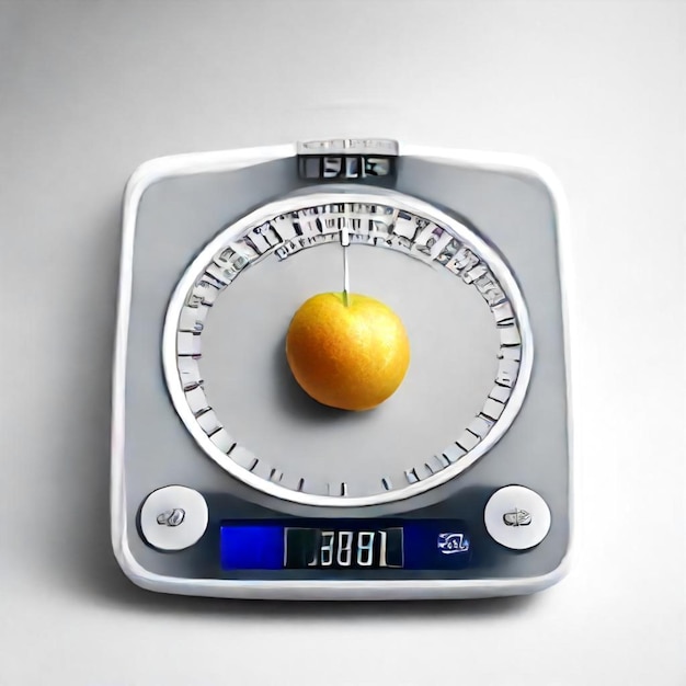 a fruit scale with an orange on it that says  1 00