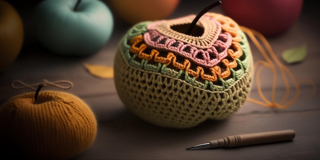 fruit shape crochet art illustration full of color