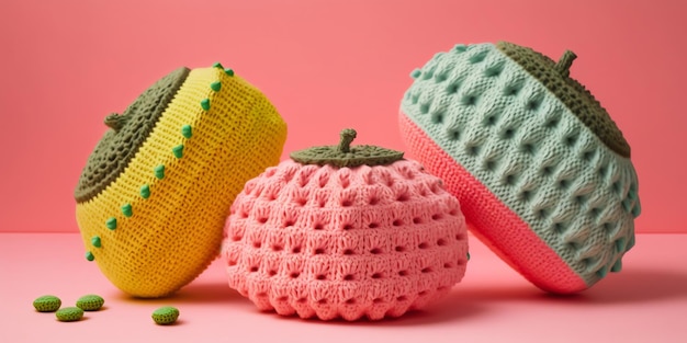 fruit shape crochet art illustration full of color