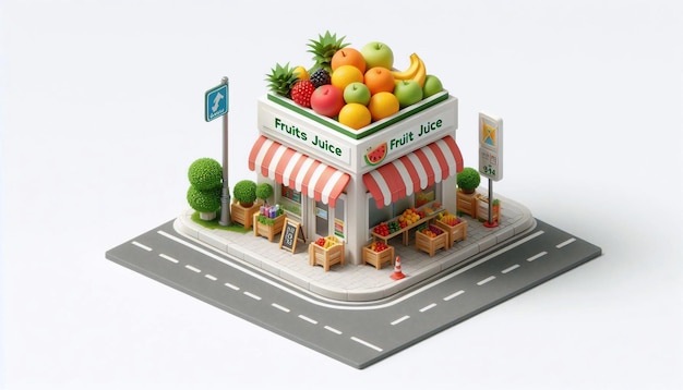 a fruit stand with a sign that says fresh fruit and vegetables