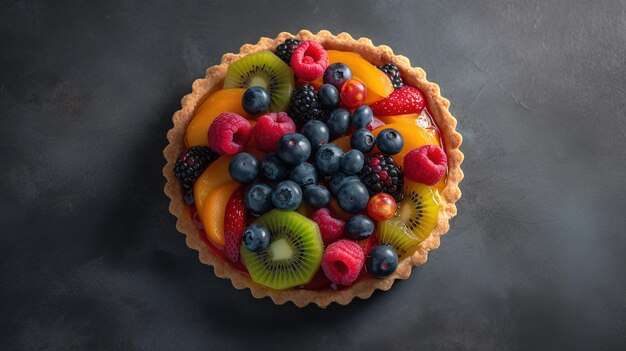 A fruit tart with a fruit filling