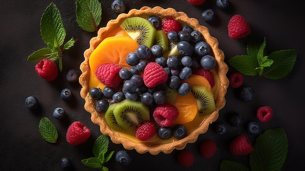 A fruit tart with a tart crust