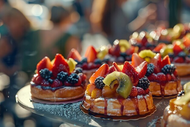 Fruit Topped Pastries in Array