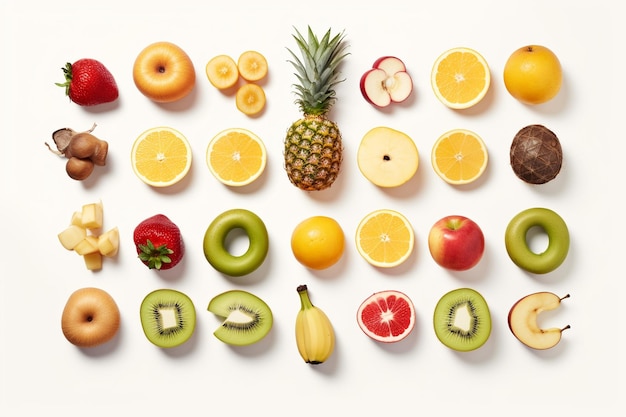 Photo fruit variety on white background