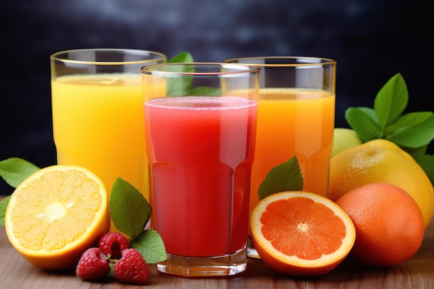 Fruit and Vegetable juice in glasses