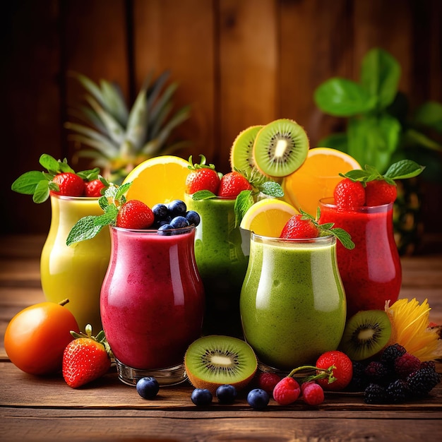 Fruit and Vegetable juice in glasses