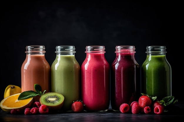 Fruit and Vegetable juice in glasses