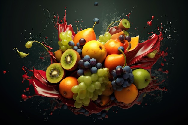 Fruit water splash Generative AI