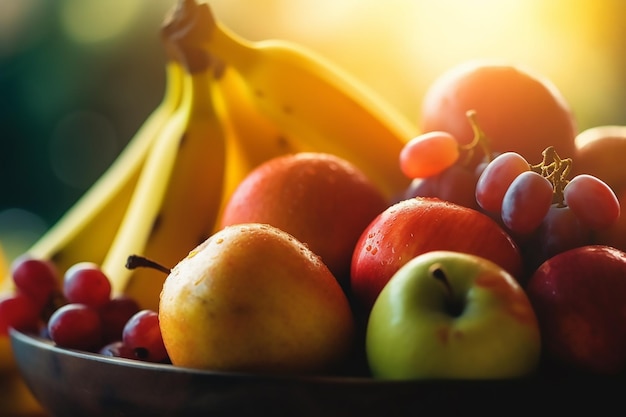 fruit with bananas and bananas in the background