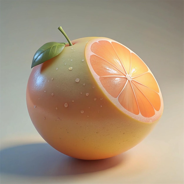 Photo a fruit with a slice of orange and the word apple on it