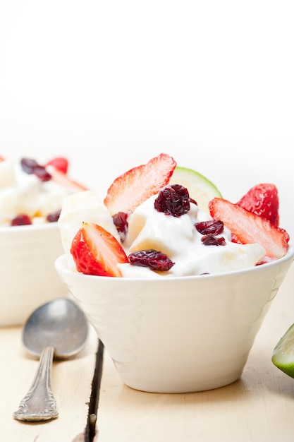 Fruit and yogurt salad healthy breakfast