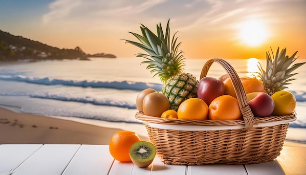 Fruitful Horizons A Sunset Symphony with Tropical Delights