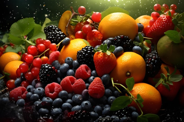 Fruits and berries Healthy food concept