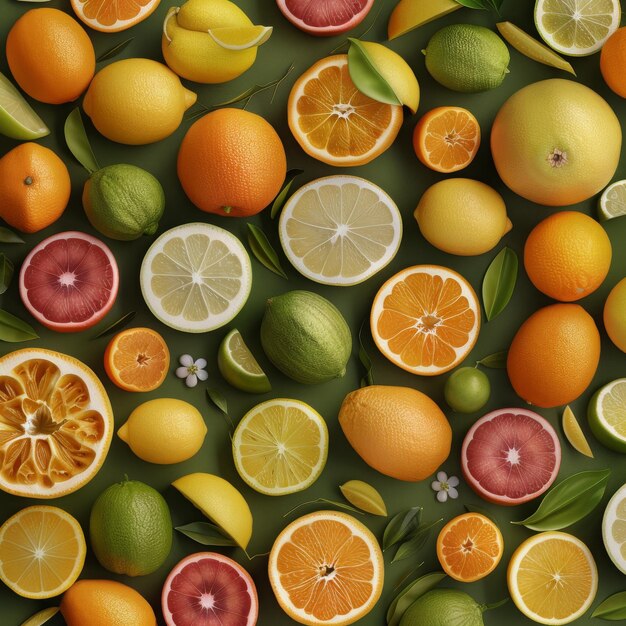 fruits and citruses Assorted top view texture Generative AI