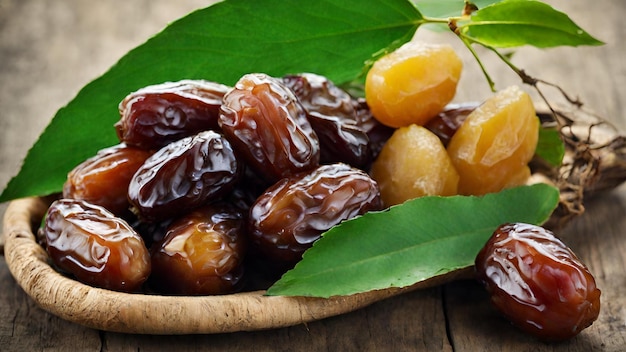 Fruits dates with leaves