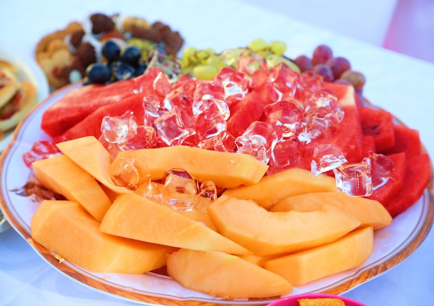 Fruits ice plate with party table