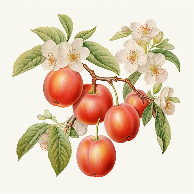 Fruits Illustration with floral accent