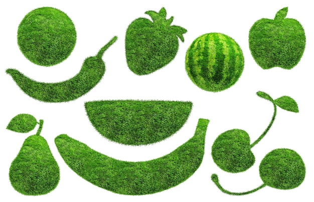 Fruits made from green grass Ecology concept