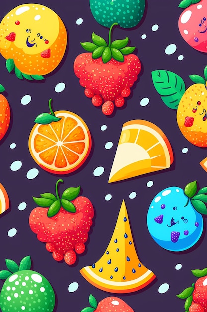 fruits pattern colorful Illustration background