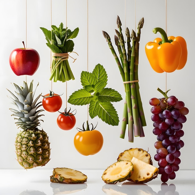 Photo fruits and vegetables isolated on white background