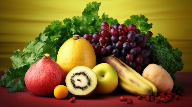 Fruits and vegetables on a table