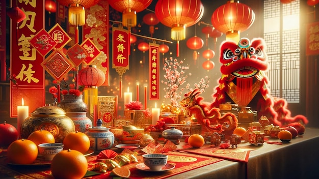 Fruits worshiped during Chinese New Year AI Generate images