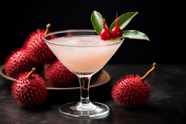 Photo fruity and exotic lychee martini spritz cocktail drink image