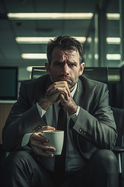 Photo frustrated businessman in the office