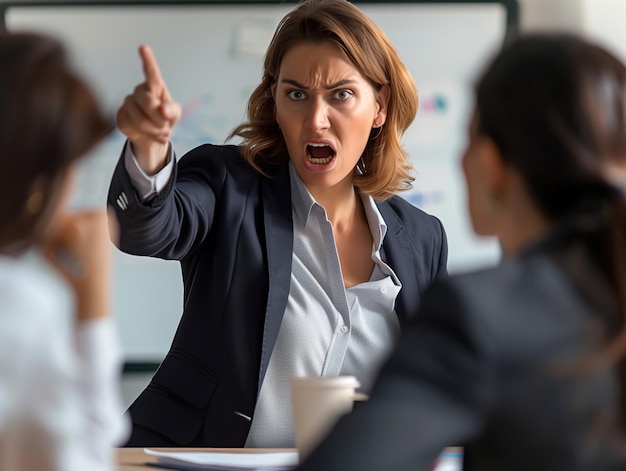 Photo frustrated businesswoman in meeting