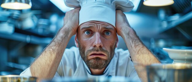 Frustrated Chef Dealing with Kitchen Mishaps and Cooking Failures