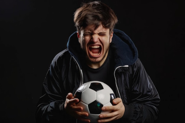 Photo frustrated soccer fan yelling in disappointment