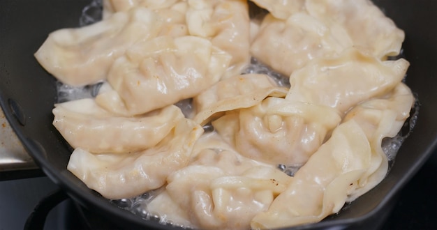 Fry meat dumpling at home