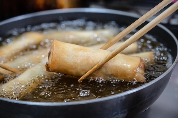 Fry spring rolls