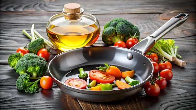 Frying pan with vegetable oil