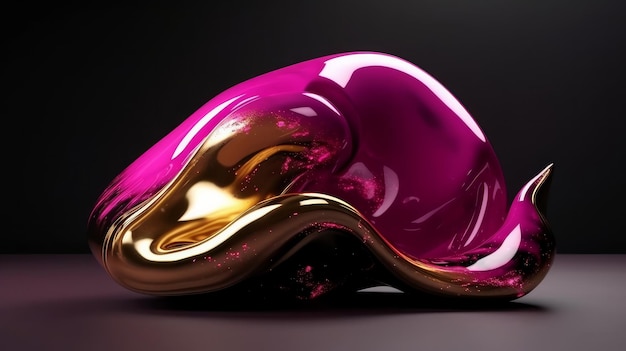 Fuchsia and gold 3D abstract shape Generative ai