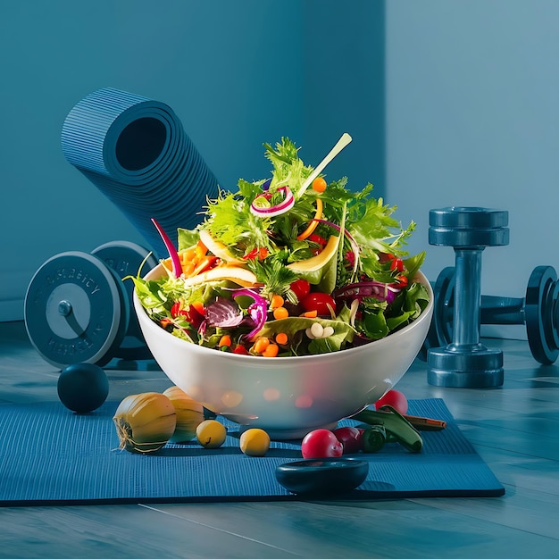 Fuel Your Fitness Journey with a Vibrant Salad and Exercise Gear