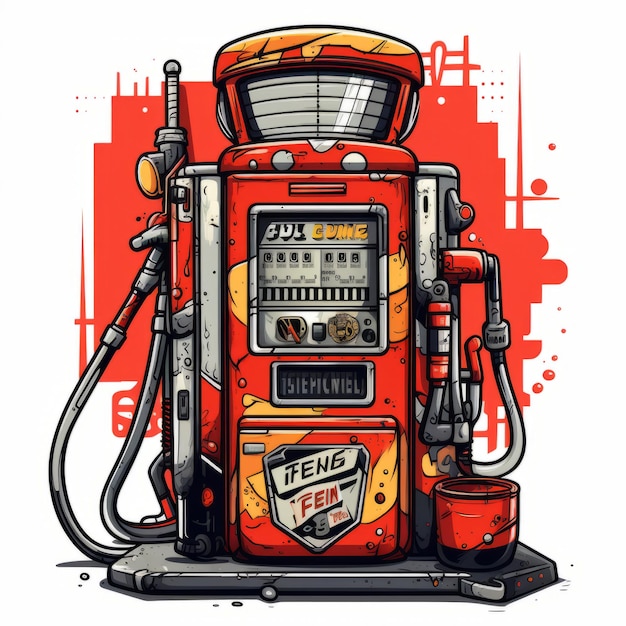 Photo fueling up with style the stylish and powerful large fuel pump in cartoon design