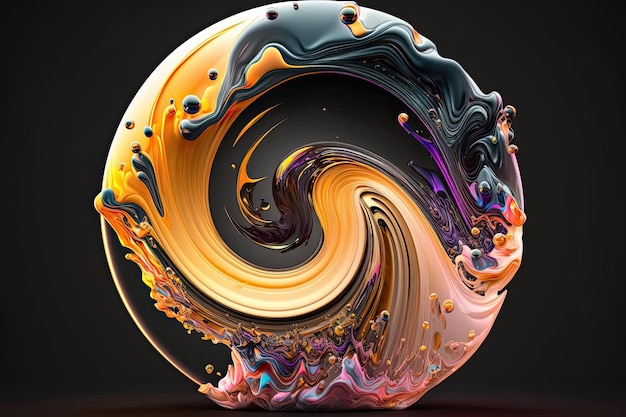 Full Abstract circle wave glossy shape with fluid colors