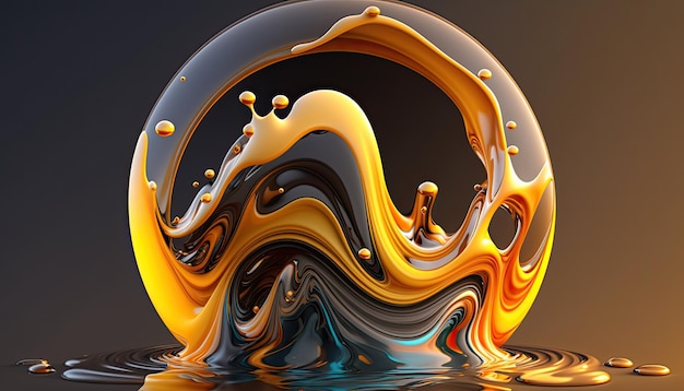 Full Abstract circle wave glossy shape with fluid colors