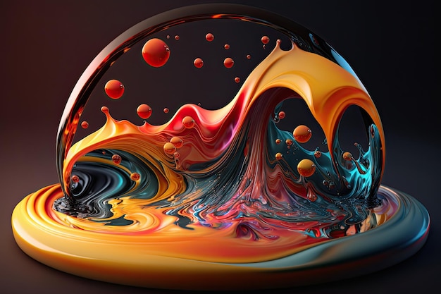 Full Abstract circle wave glossy shape with fluid colors