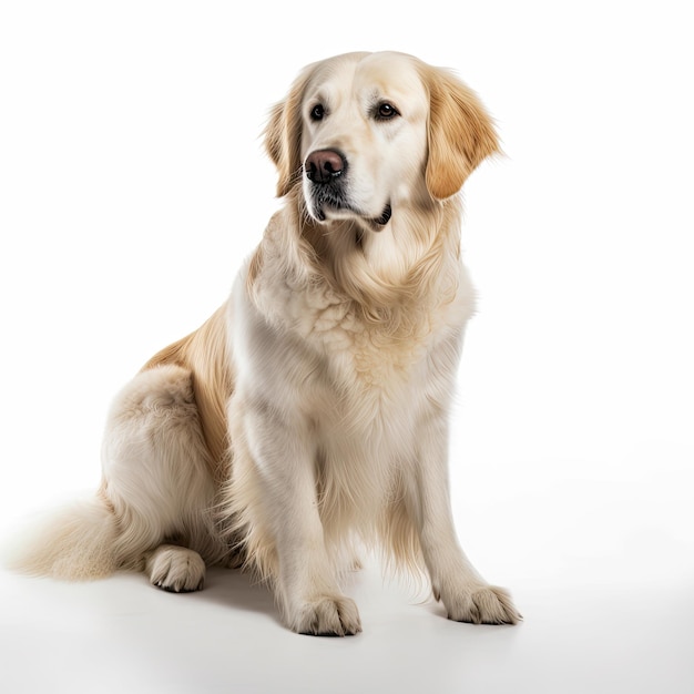 full body golden retriever dog on solid white background