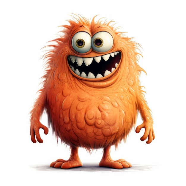 Full Body Monster Illustration On White Isolated Background