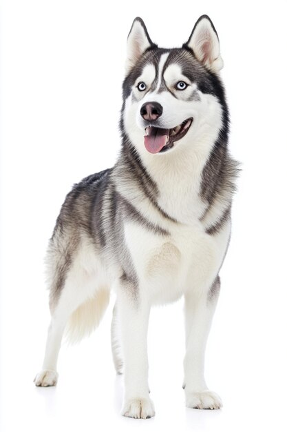 Photo full body photo of a siberian husky showcasing its distinctive features and athletic build